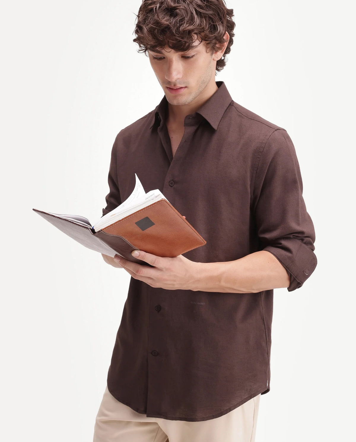 Coffee brown linen shirt