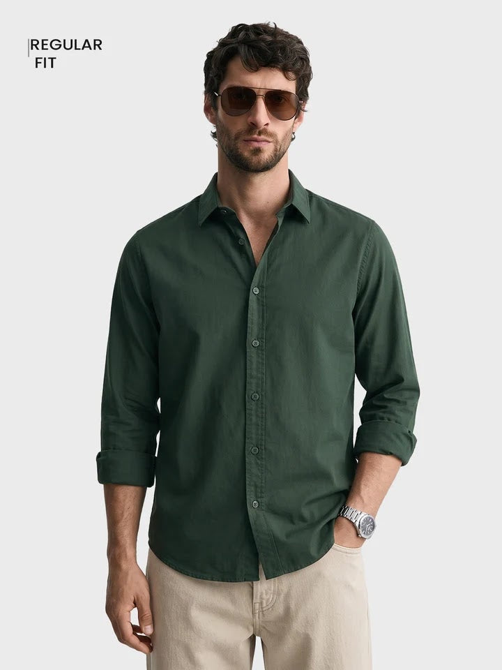 Olive green linen shirt