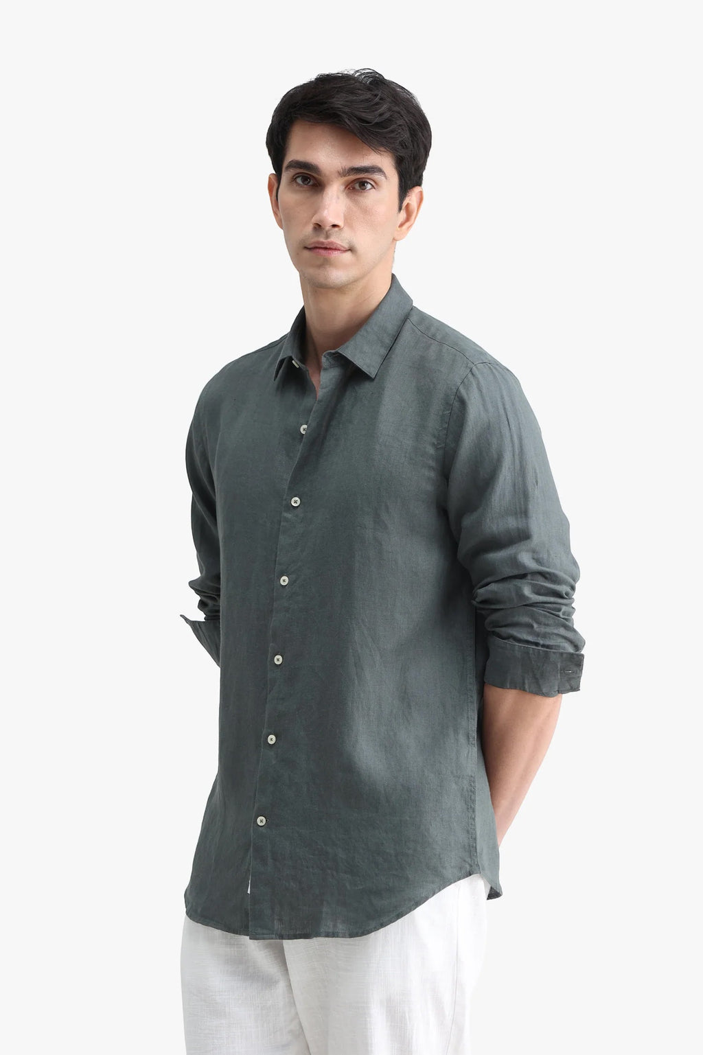 Linen Shirt – Hunter Green