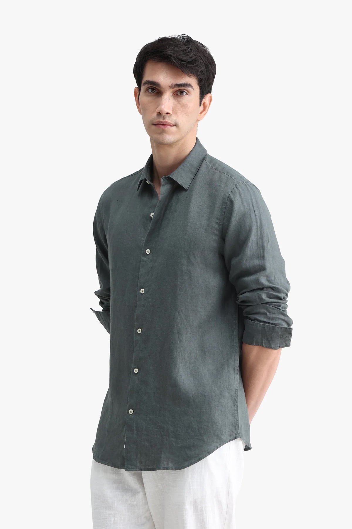 Linen Shirt – Hunter Green