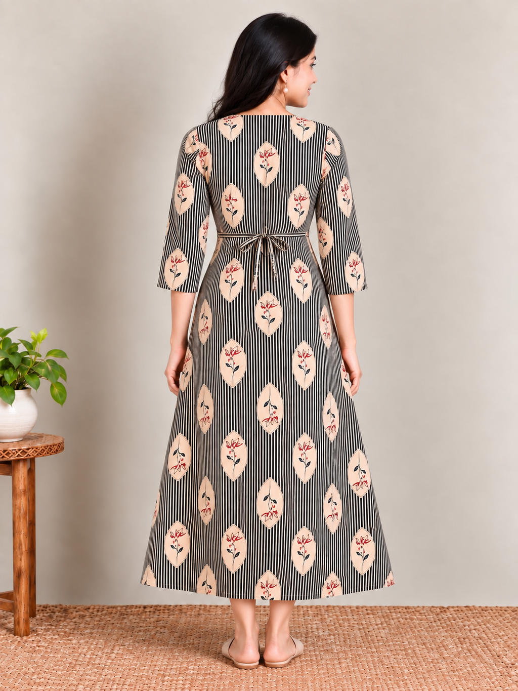 Blue stripes print maternity feeding kurti