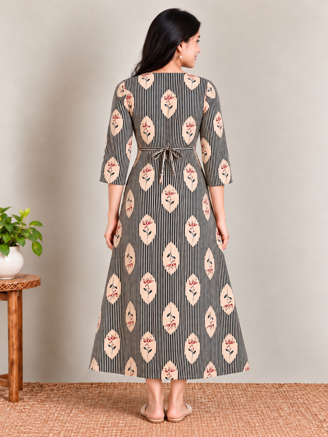 Blue stripes print maternity feeding kurti