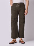 Olive Green Panelled-Knee Parachute Pants