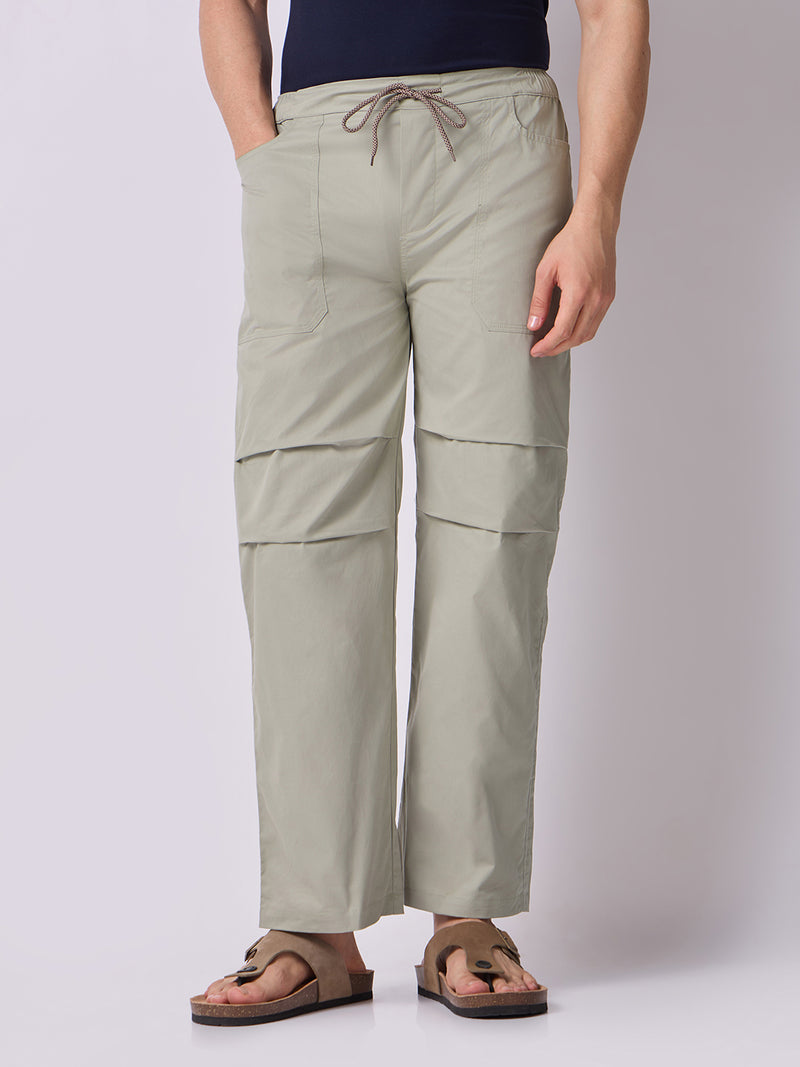 Pista Green Panelled-Knee Parachute Pants