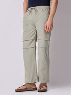 Pista Green Panelled-Knee Parachute Pants