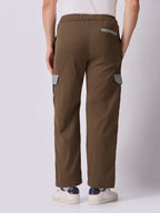 Bronze Brown Cargo Parachute Pants with Grey Trim