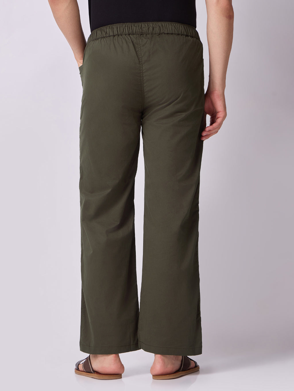 Deep Olive Panelled-Knee Parachute Pants
