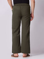 Deep Olive Panelled-Knee Parachute Pants