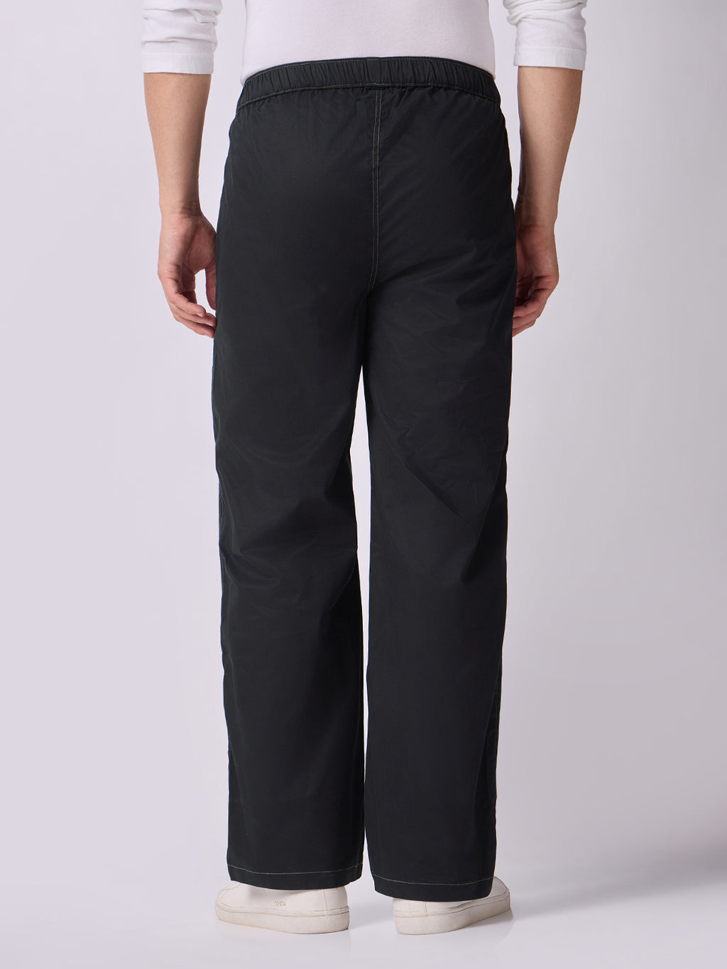 Black Panelled-Knee Parachute Pants