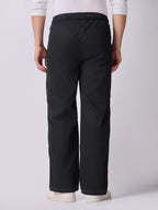 Black Panelled-Knee Parachute Pants