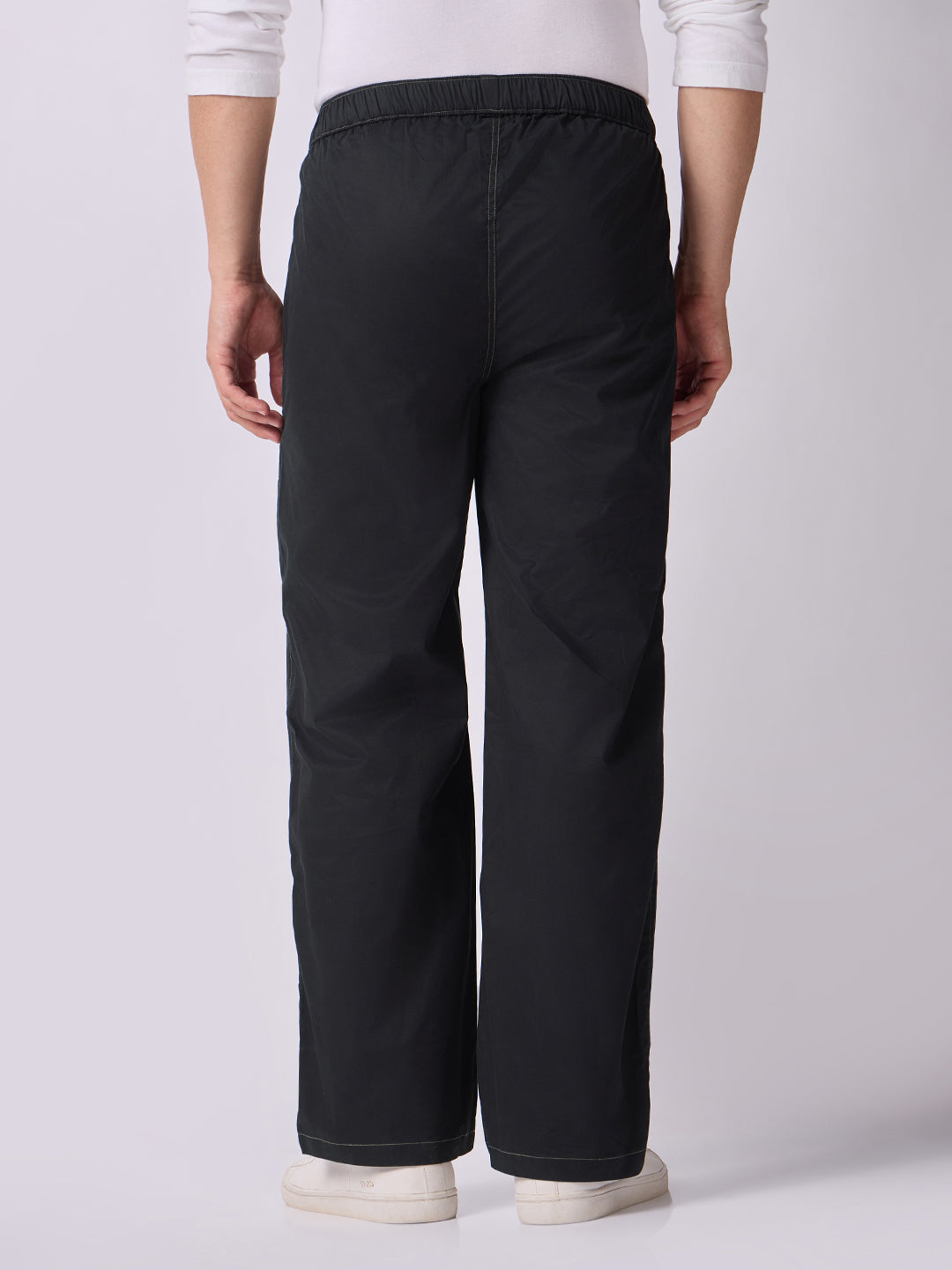 Black Panelled-Knee Parachute Pants