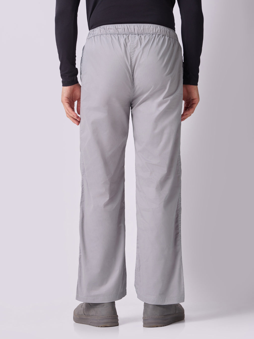 Grey Panelled-Knee Parachute Pants