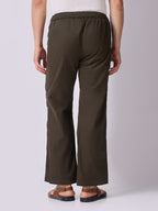Olive Green Panelled-Knee Parachute Pants