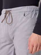 Grey Panelled-Knee Parachute Pants