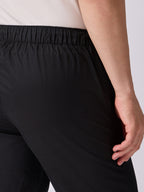 Black Panelled-Knee Parachute Pants – White Contrast Stitch