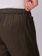 Olive Green Panelled-Knee Parachute Pants