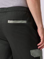 Olive Cargo Parachute Pants with Grey Trim