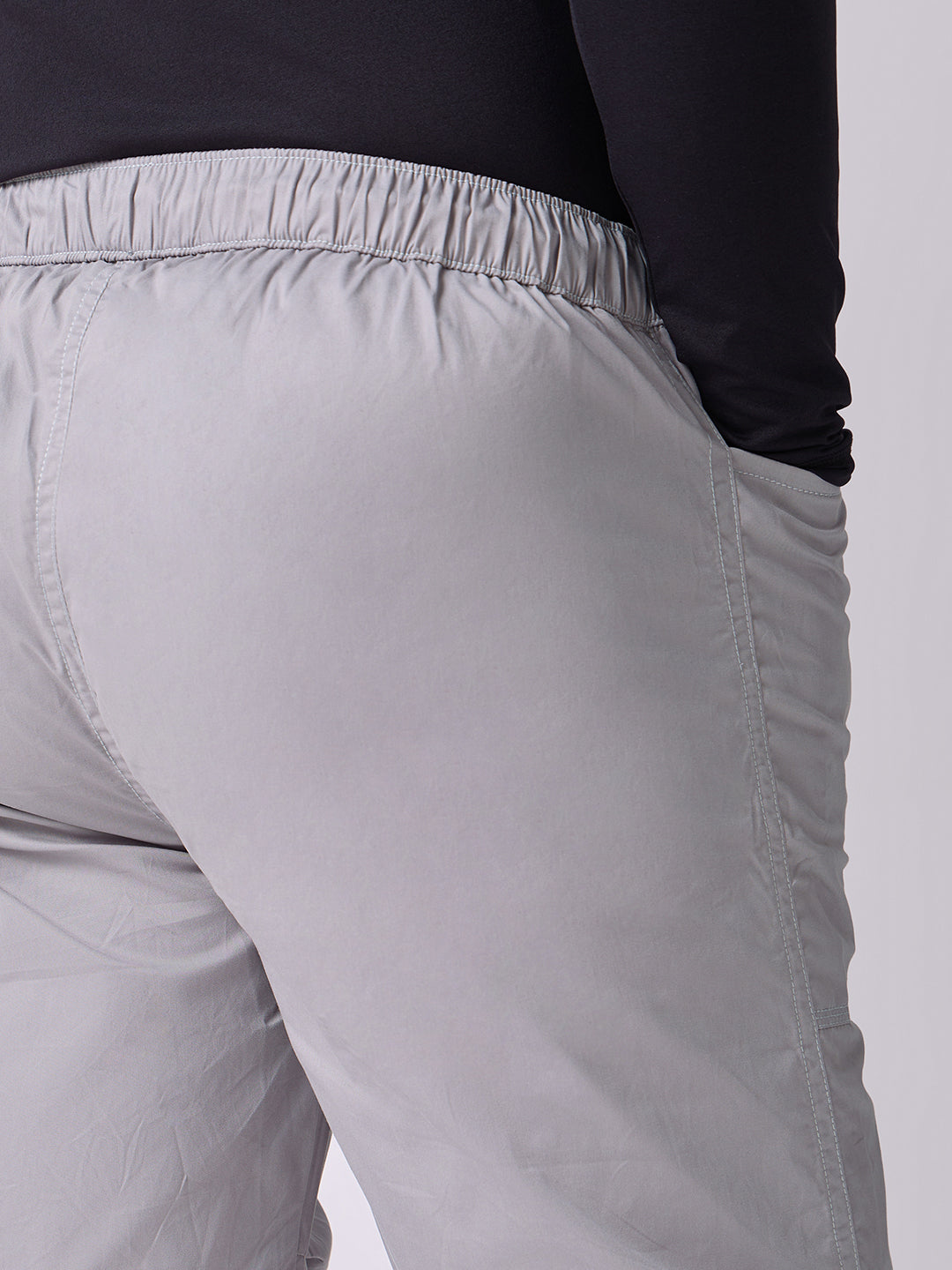 Grey Panelled-Knee Parachute Pants