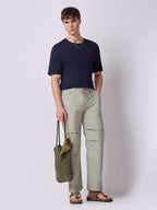 Pista Green Panelled-Knee Parachute Pants