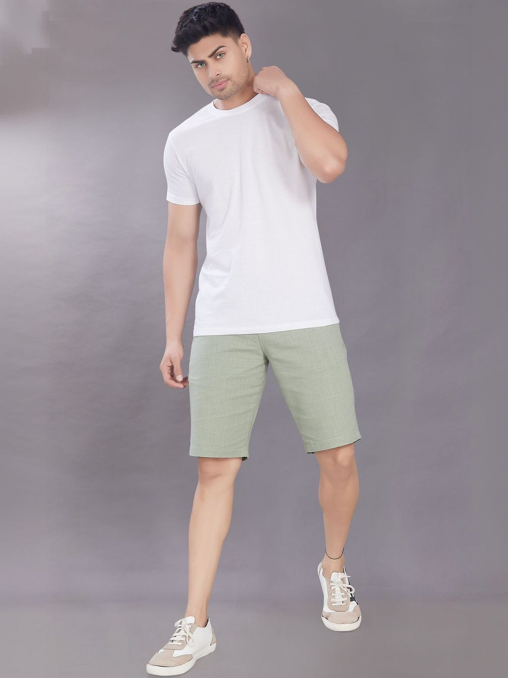 Linen-Look Drawstring Shorts – Sage Green